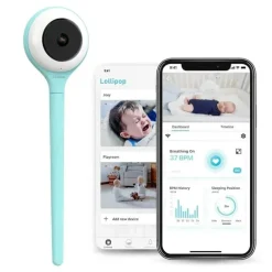 Lollipop - Monitor de bebê com câmera Wi-Fi inteligente com todos os recursos, turquesa