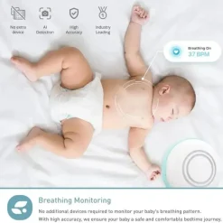 Lollipop - Monitor de bebê com câmera Wi-Fi inteligente com todos os recursos, turquesa
