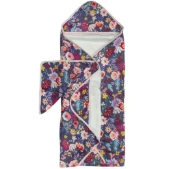 Loulou Lollipop - Conjunto de toalhas com capuz, flores de campo escuro