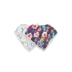 Loulou Lollipop - Conjunto babador musselina, flores campo escuro
