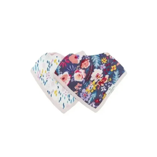 Loulou Lollipop - Conjunto babador musselina, flores campo escuro