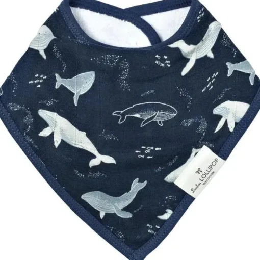 Loulou Lollipop - Conjunto de babadores (musselina), baleias azuis