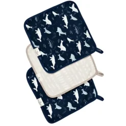 Loulou Lollipop - Washcloth Set - 3Pk, Blue Whales