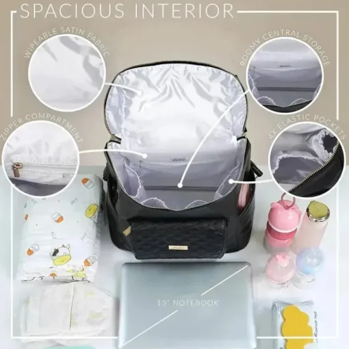 Luli Bebe - Mochila Monaco Fraldas, Ébano-Preto