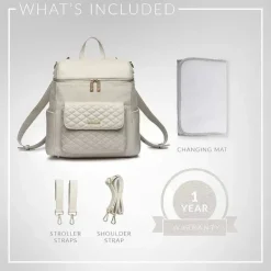 Luli Bebe - Mochila Monaco Fraldas, Branco Pérola