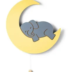 LumieWorld - Elefante iluminado Lumipets na lua, luz noturna para berçário, iluminação montada na parede