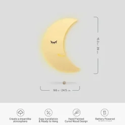 LumieWorld - Lumipets Moon Wall Light, Nursery Night Light, Wall Mounted Iluminado