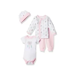 Luvable Friends - Conjunto de enxoval de algodão para bebês meninas de 4 unidades