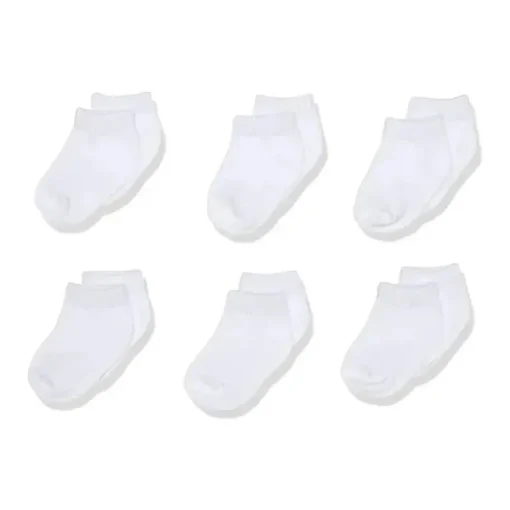 Luvable Friends - Conjunto de 6 unidades de meias brancas unissex para bebê