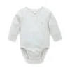 Macacão Henley de manga comprida Pure Baby - Baby Neutro Rib, Melange Trigo
