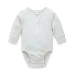 Macacão Henley de manga comprida Pure Baby - Baby Neutro Rib, Melange Trigo