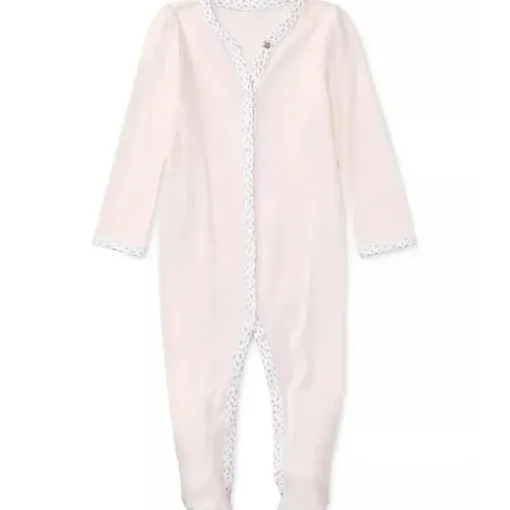 Macacão Polo Ralph Lauren Baby - Menina Manga Longa Algodão Orgânico Interlock Malha Macacão, Rosa Delicado