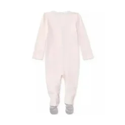 Macacão Polo Ralph Lauren Baby - Menina Manga Longa Algodão Orgânico Interlock Malha Macacão, Rosa Delicado