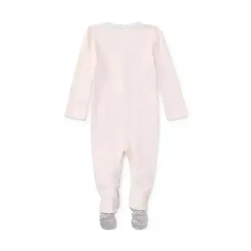 Macacão Polo Ralph Lauren Baby - Menina Manga Longa Algodão Orgânico Interlock Malha Macacão, Rosa Delicado