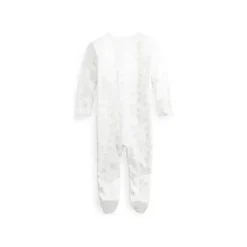 Macacão Polo Ralph Lauren Baby - Manga Comprida Algodão Orgânico Interlock Malha Macacão, Cinza