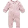 Macacão Pure Baby - Baby Girl com zíper canelado, lavanda