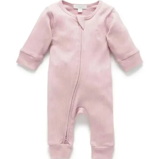 Macacão Pure Baby - Baby Girl com zíper canelado, lavanda
