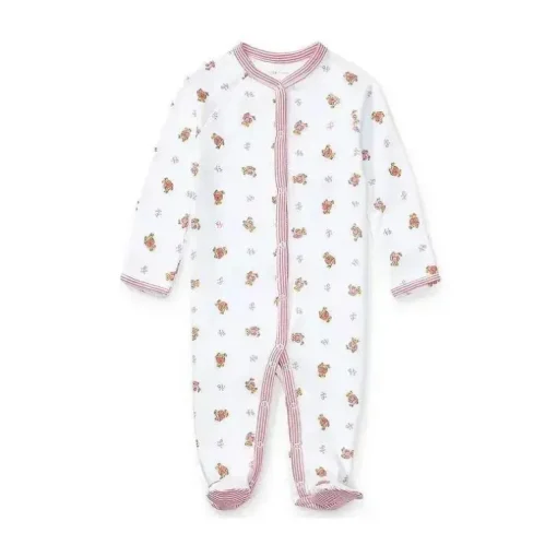 Macacão Ralph Lauren, estampa de urso branco/rosa