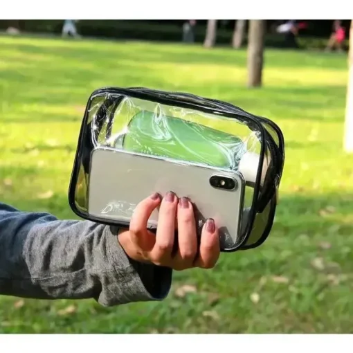 Macrobaby - Bolsa de armazenamento de lápis com zíper preto transparente