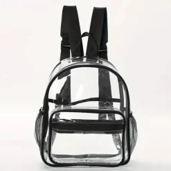 Macrobaby - Mini mochila escolar preta transparente impermeável
