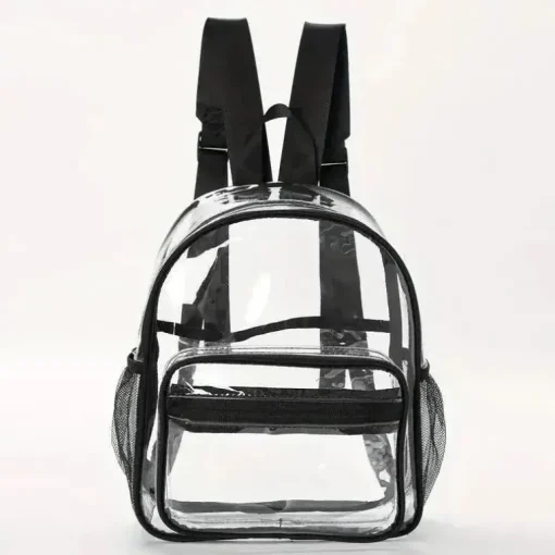 Macrobaby - Mini mochila escolar preta transparente impermeável