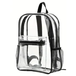 Macrobaby - Mochila escolar transparente de grande capacidade, transparente e preta