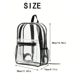 Macrobaby - Mochila escolar transparente de grande capacidade, transparente e preta