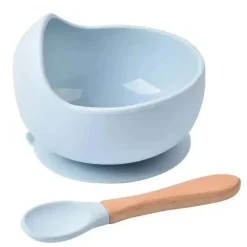 Macrobaby - 2Pk tigelas para bebês com conjunto de sucção com colher, azul