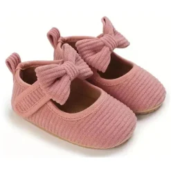 Macrobaby - Sapatos para meninas com laço fofo listrado Mary Jane, rosa