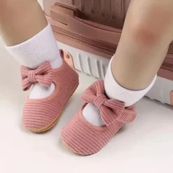 Macrobaby - Sapatos para meninas com laço fofo listrado Mary Jane, rosa
