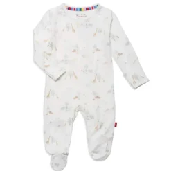 Magnetic Me - Baby Cotton White Safari Footie