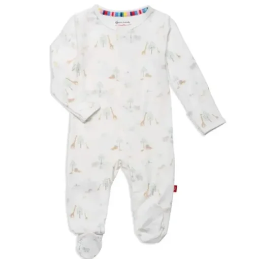 Magnetic Me - Baby Cotton White Safari Footie