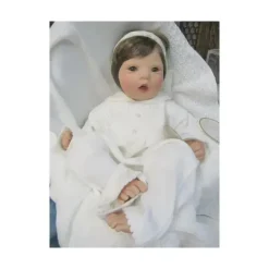 Malha Will' Beth Ivory com um toque de pequenas flores bordadas rosa, conjunto de macacão e cobertor, branco/rosa