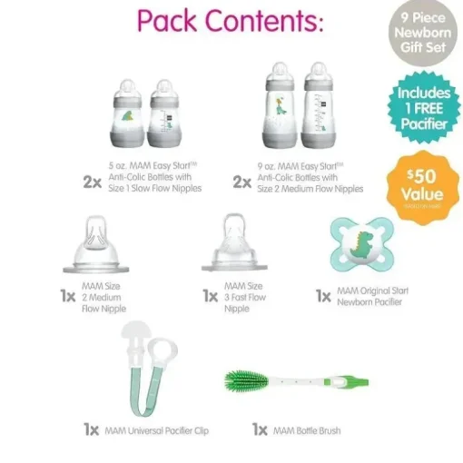 Mam - Conjunto de presente para recém-nascidos 9Pk Infant Basics, transparente