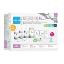 Mam - 15Pk Grow com conjunto de presente para bebê Garrafas anticólicas e bicos de silicone SkinSoft