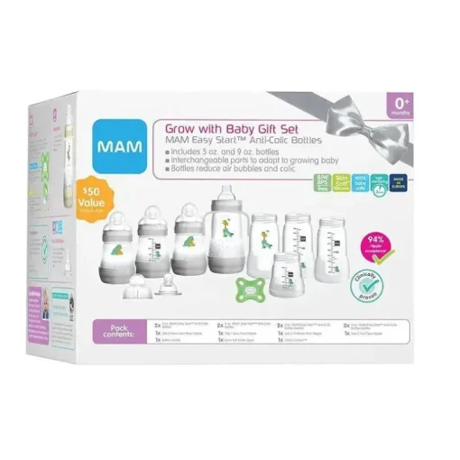Mam - 15Pk Grow com conjunto de presente para bebê Garrafas anticólicas e bicos de silicone SkinSoft