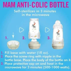 Mam - 2Pk Mamadeiras Anti Cólicas 9Oz, Brancas