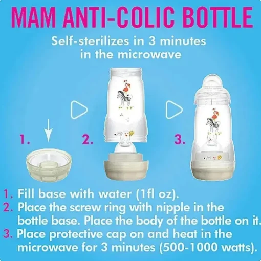 Mam - 2Pk Mamadeiras Anti Cólicas 9Oz, Brancas