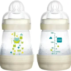 Mam - 2Pk mamadeiras anticólicas 5 onças fluxo lento, unissex branco