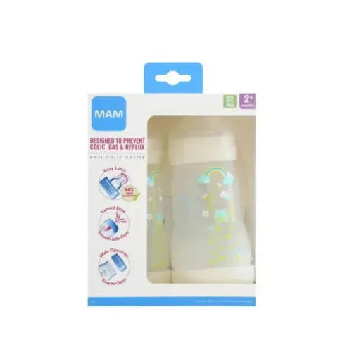 Mam - 2Pk mamadeiras anticólicas de 9 onças de fluxo médio (as cores podem variar)
