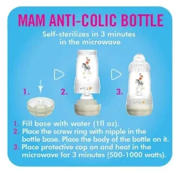 Mam - 2Pk mamadeiras anticólicas 5 onças fluxo lento, unissex branco