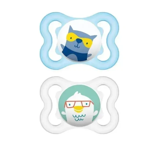 MAM Mini Air Mam chupeta e estojo de esterilização para pele sensível, 2 unidades