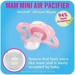MAM Mini Air Mam chupeta e estojo de esterilização para pele sensível, 2 unidades