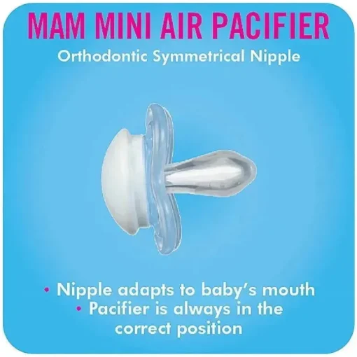 MAM Mini Air Mam chupeta e estojo de esterilização para pele sensível, 2 unidades