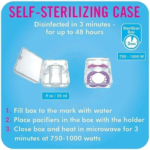MAM Mini Air Mam chupeta e estojo de esterilização para pele sensível, 2 unidades