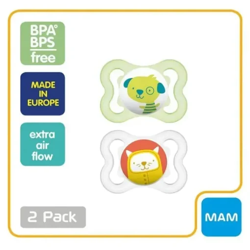 Mam Mini Chupeta de Ar 0-6M, Pacote com 2, Verde