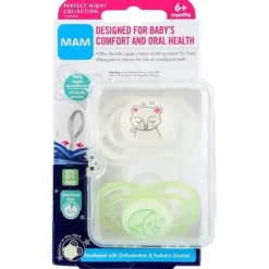 Mam 2-Pack 6+ Meses Perfect Night Chupeta - Amarelo/Verde