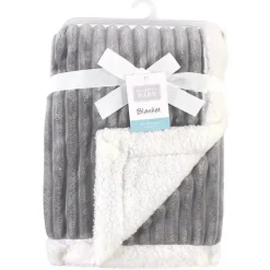 Manta de veludo cotelê Baby Vision com forro e acabamento em sherpa, cinza