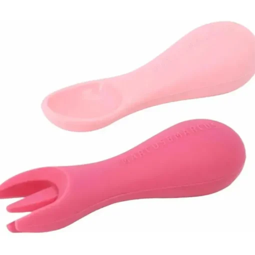 Marcus &amp; Marcus - Conjunto de colher e garfo de silicone para palma da mão, Pokey