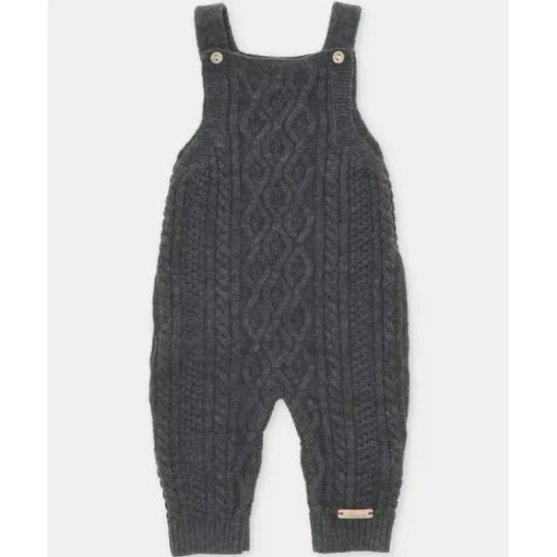 Martin Aranda - Baby Boy Separate Knit Short Overall Moutard, Light Grey